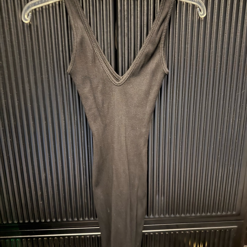 Naked Wardrobe Black Ribbed Knit Dress